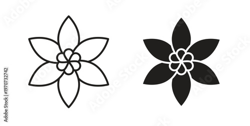 Jasmine icon design line and solid vector pack on white background