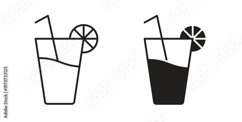 Lemonade icon design line and solid vector pack on white background