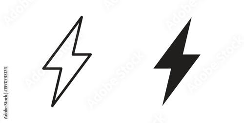Lightning icon design line and solid vector pack on white background