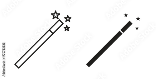 Magic wand icon design line and solid vector pack on white background