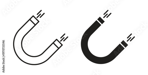 Magnet icon design line and solid vector pack on white background