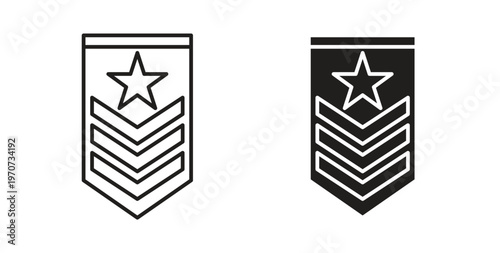 Military rank badge icon design line and solid vector pack on white background
