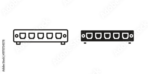 Network switch icon design line and solid vector pack on white background