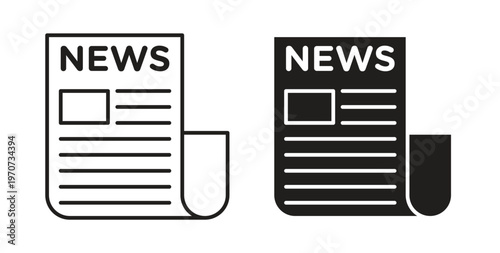 News icon design line and solid vector pack on white background