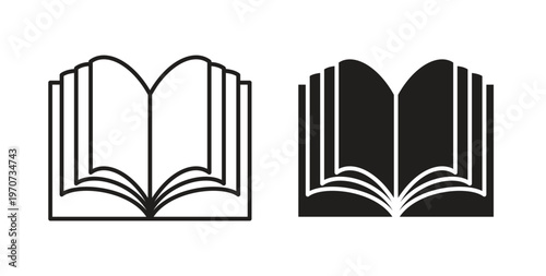 open book icon design line and solid vector pack on white background