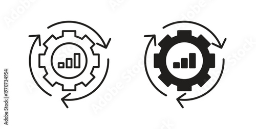 Optimization icon design line and solid vector pack on white background