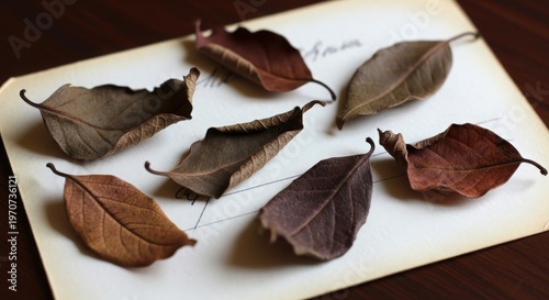 A Collection of Seven Leaves on a White Background