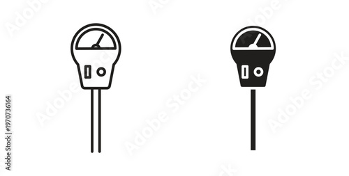 Parking meter icon design line and solid vector pack on white background