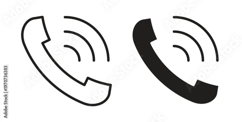 Phone call icon design line and solid vector pack on white background
