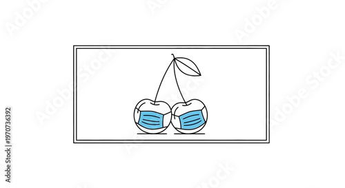 Cherries Wearing Face Masks - Covid Protection Concept