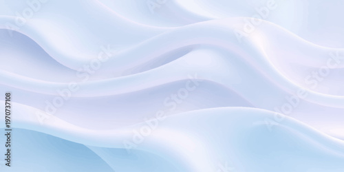 A smooth abstract blue silk background features soft satin waves and a flowing liquid texture in a curved motion design for a light textile wallpaper
