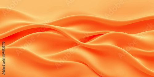 Luxurious red silk fabric background featuring soft flowing waves of satin material with a smooth gold and orange light texture and elegant curved motion design