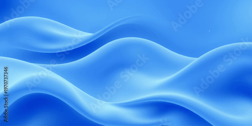 A soft blue silk background features smooth flowing waves of satin fabric with a liquid motion design and light abstract curves forming a serene textile pattern