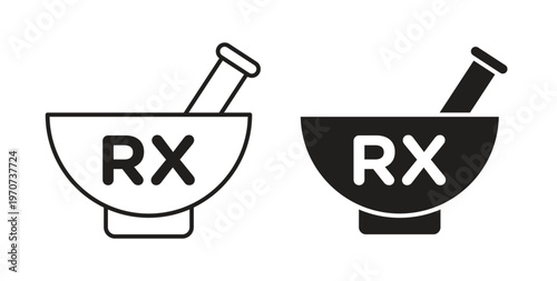 RX icon design line and solid vector pack on white background