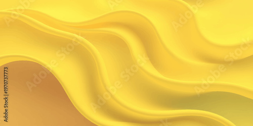 Abstract golden wavy background with flowing silk texture and smooth satin fabric design featuring a soft liquid curve vector backdrop