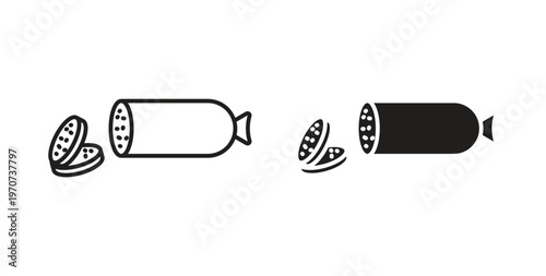 Sausage salami icon design line and solid vector pack on white background