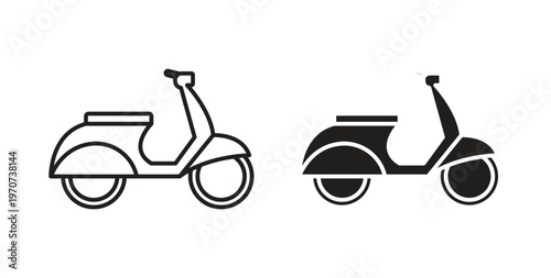 Scooter bike icon design line and solid vector pack on white background
