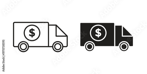 Shipping charges icon design line and solid vector pack on white background