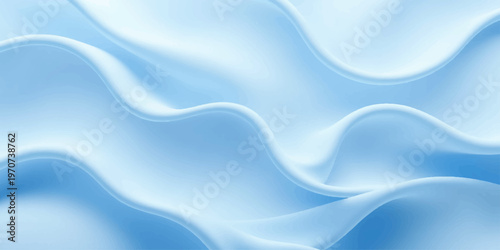 A soft blue abstract background featuring flowing silk waves and a liquid satin texture with smooth light curves in a wavy motion design