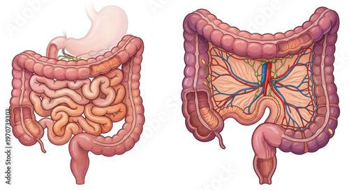 Gastrointestinal System Vector Illustration for Medical and Educational Use