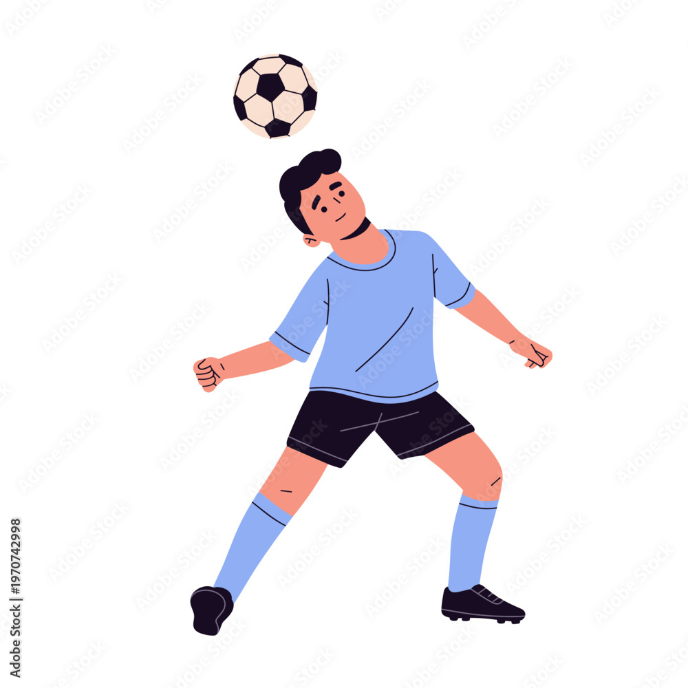 Obraz premium vector of a kids soccer player in different poses, including dribbling, kicking, juggling, and celebrating with a ball. ideal for sports design, football training concepts, youth activities, lifestyle