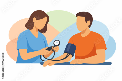 Nurse Measuring Patient Blood Pressure During Medical Checkup
