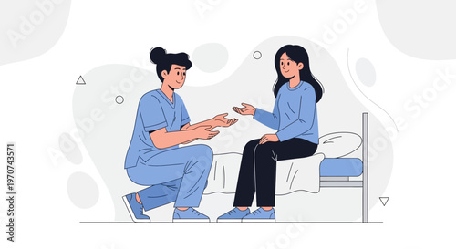 Nurse comforting patient in hospital bed, healthcare support and empathy