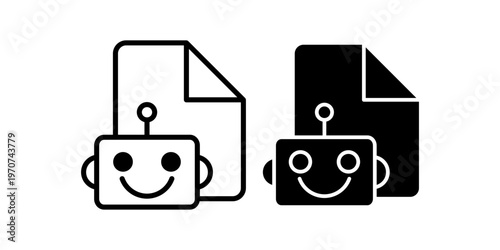 Smart document chatbot icon set with automation file assistant concept for digital communication system