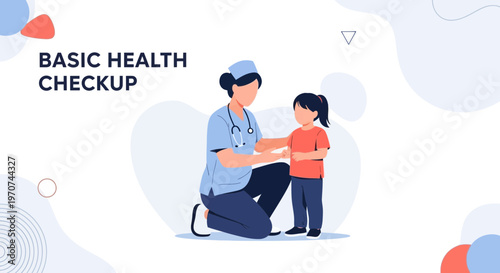 Doctor examining a child for basic health checkup, illustration