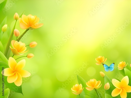 spring background. flowers and grass.