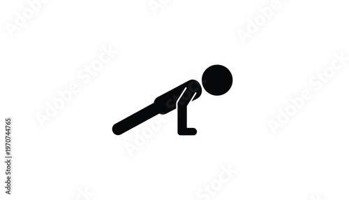 Simple vector illustration of a stick figure engaged in a push-up exercise, demonstrating strength and fitness activity.