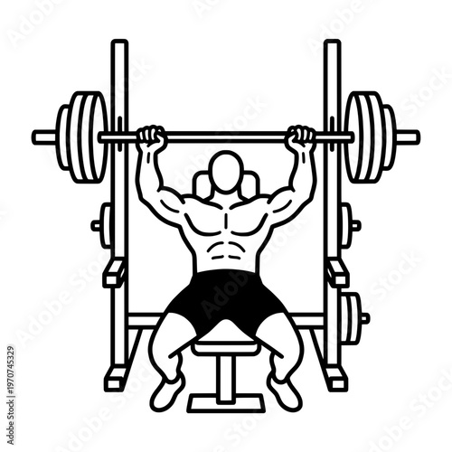 weightlifting bench press barbell workout gym icon vector