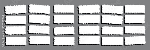 Blank Ripped Torn Paper Sheets with Jagged Edges, White Paper Scraps Background Texture, Realistic Torn Edges Collection, Collage Cutout Elements for Design, Overlay Template Set