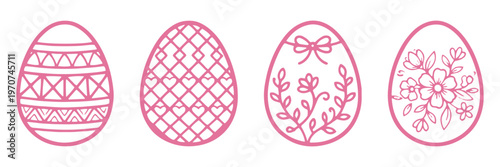 Easter egg icon, vector. Broken Easter egg. Ester eggs shell. Egg shell and egg icon set. Cracked egg vector illustration. Easter egg outline icon set vector, decorative patterned eggs collection with