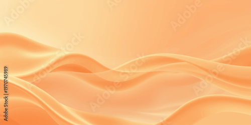 An abstract orange background vector illustration featuring flowing silk texture with golden liquid waves and soft satin curves in a light motion design