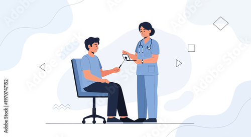 Doctor examining patient with otoscope, medical consultation, healthcare concept