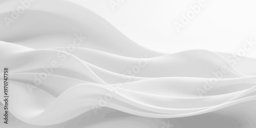 Smooth flowing white silk and satin fabric background with soft abstract waves and elegant light curves for a vector textile wallpaper design