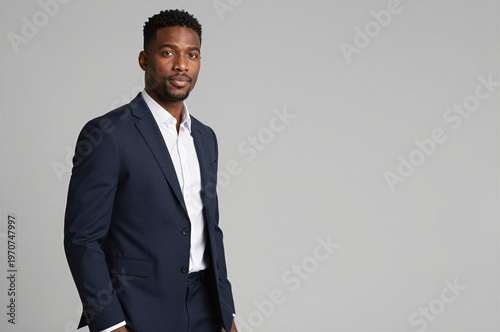 Young businessman studio portrait isolated on pastel background