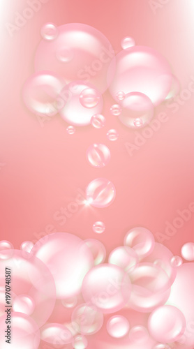 Hyaluronic acid and Niacinamide hair and skin solutions ad, pink collagen serum drops into skin cell with cosmetic advertising background ready to use, illustration vector.	