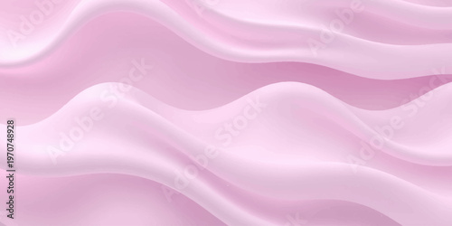 Luxurious pink and purple silk fabric ripples in a soft flowing wave design, creating a smooth satin textile background with shiny violet light on the wavy cloth material