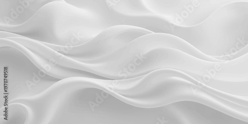 Luxury white silk and satin fabric background featuring soft flowing waves and a smooth shiny textile texture for an elegant light material backdrop