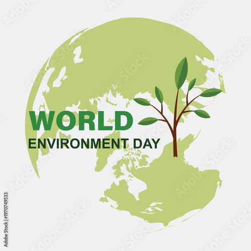 World environment day banner background. World Environment Day card or background with tree and leaves. Vector illustration.