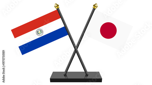 Fotografi Flag of Japan and Paraguay
