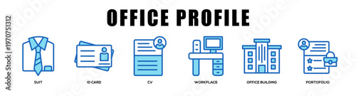 blue - Office Profile web banner icon vector illustration concept