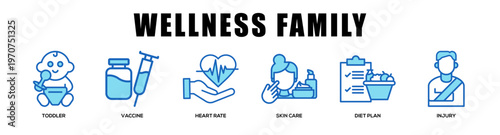 blue - Wellness Family web banner icon vector illustration concept