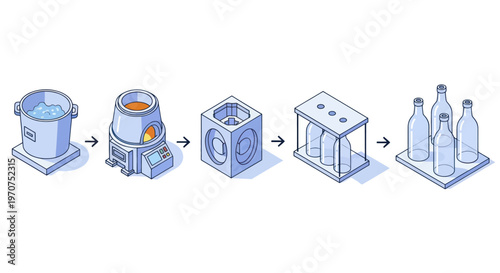 Glass Bottle Manufacturing Process Industrial Production Line.