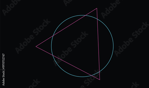 Abstract minimalist geometric circle triangle vector on dark background for modern branding logo