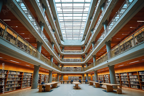 University Library Atrium Modern Interior Study Areas V2