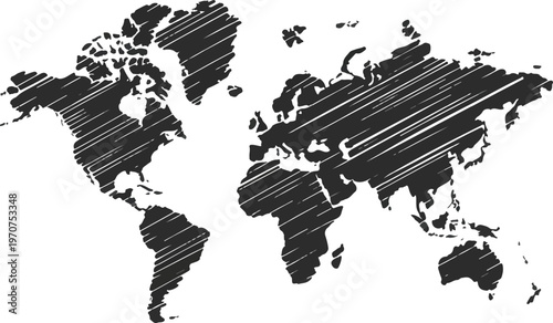 World map artist by hand drawing pencil