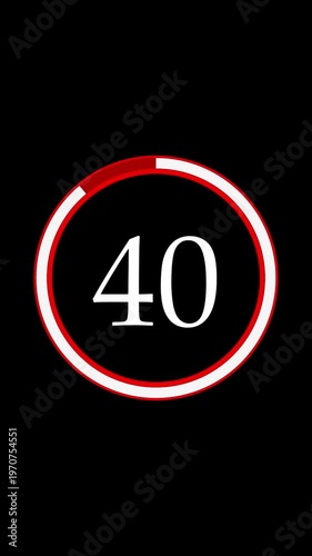 45 second countdown with thick circular progress bar animation Vertical 